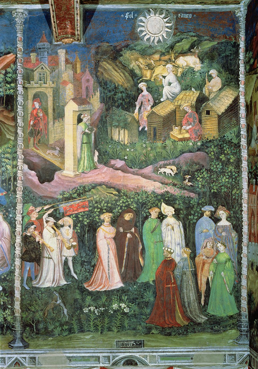 Juni måned, ca. 1400 (fresko) af Bohemian School