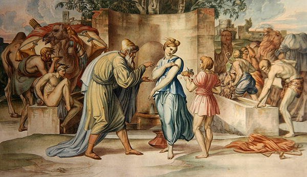 Elisha og Rebecca ved springvandet af Bonaventura Genelli