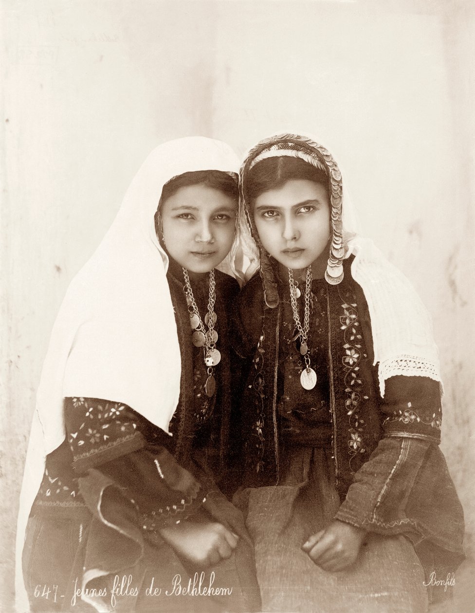 To piger fra Betlehem, ca.1867-98 af Bonfils Studio