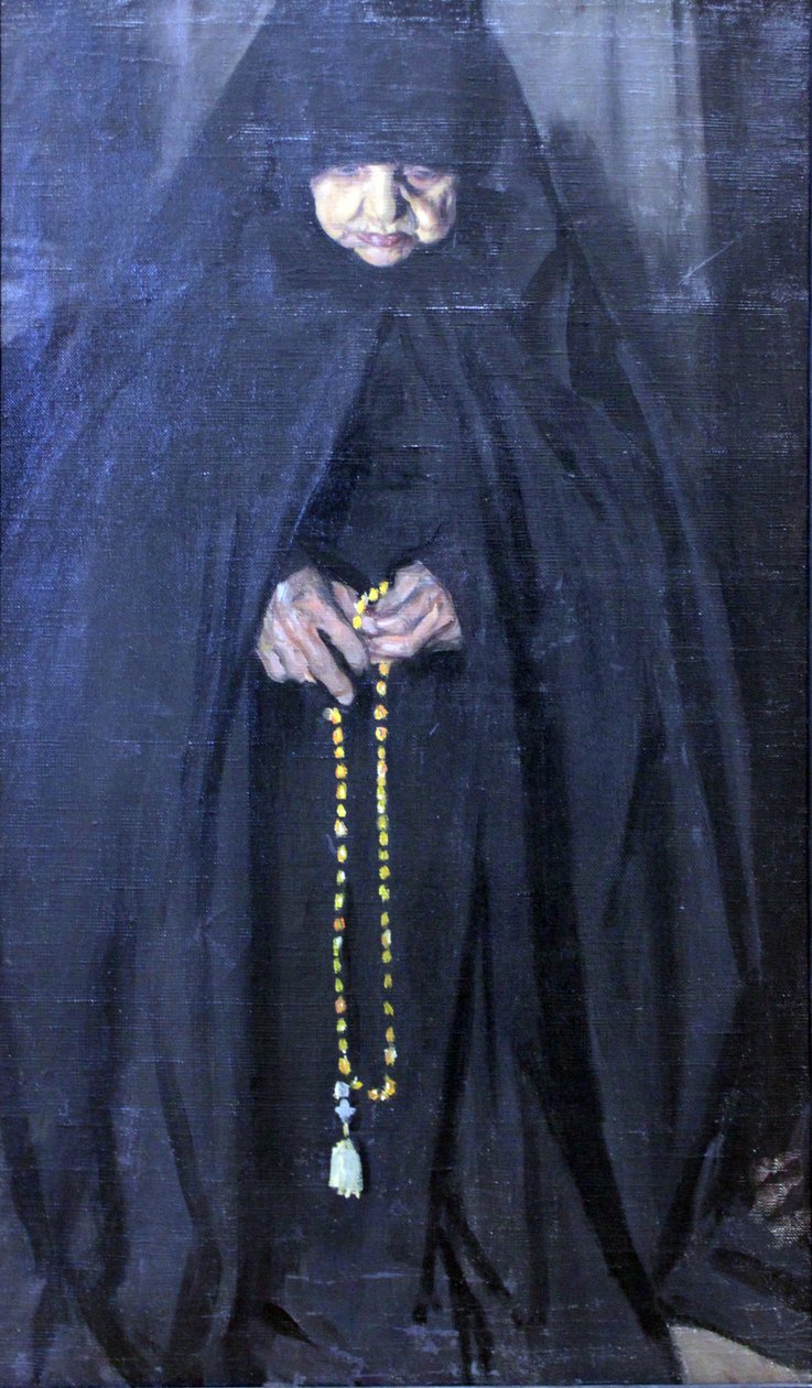 gammel nonne af Boris Mikhailovich Kustodiev
