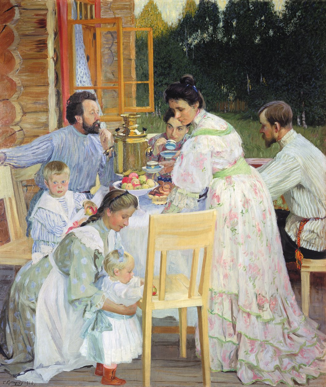 På terrassen, 1906 af Boris Mikhailovich Kustodiev