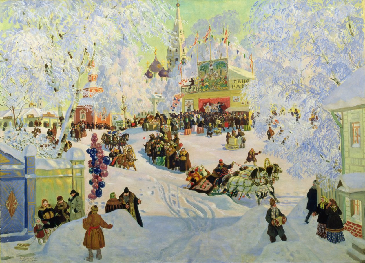 Fastelavn, 1919 af Boris Mikhailovich Kustodiev