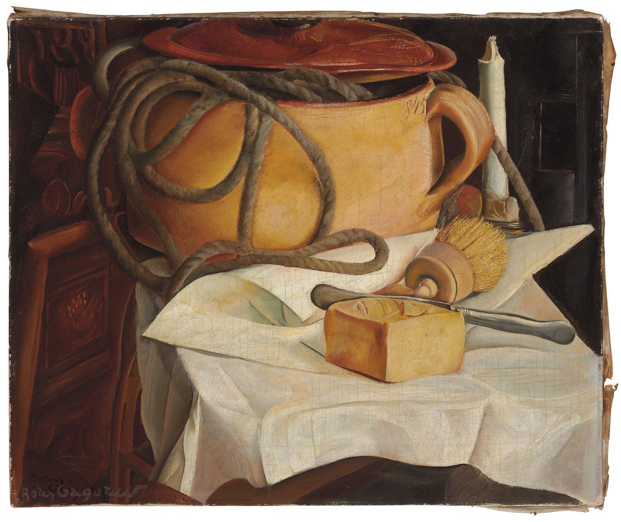 Stilleben med stearinlys af Boris Dmitrievich Grigoriev