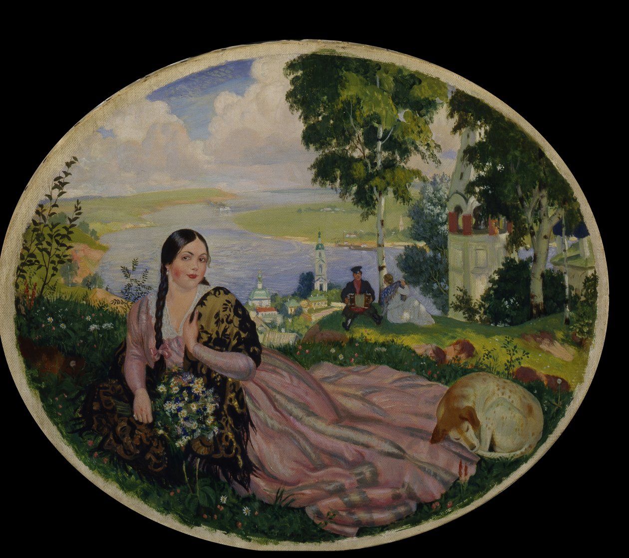 Pigen ved Volga, 1915 af Boris Mikhailovich Kustodiev