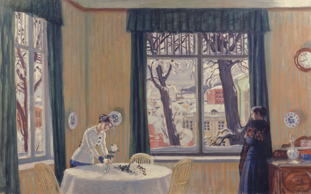 På værelset. Vinter, 1915 af Boris Mikhailovich Kustodiev