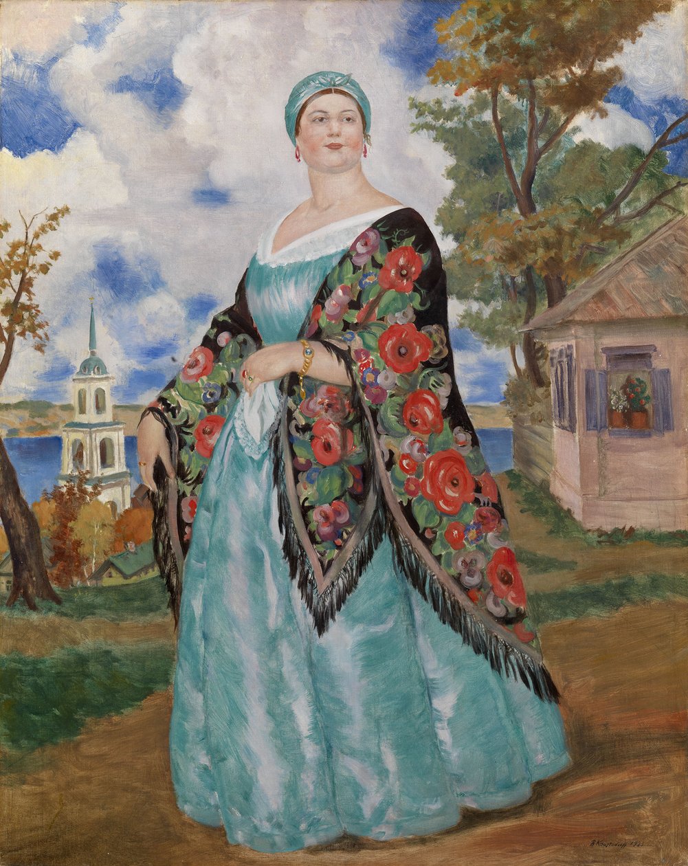 Købmandskone, 1923 af Boris Mikhailovich Kustodiev