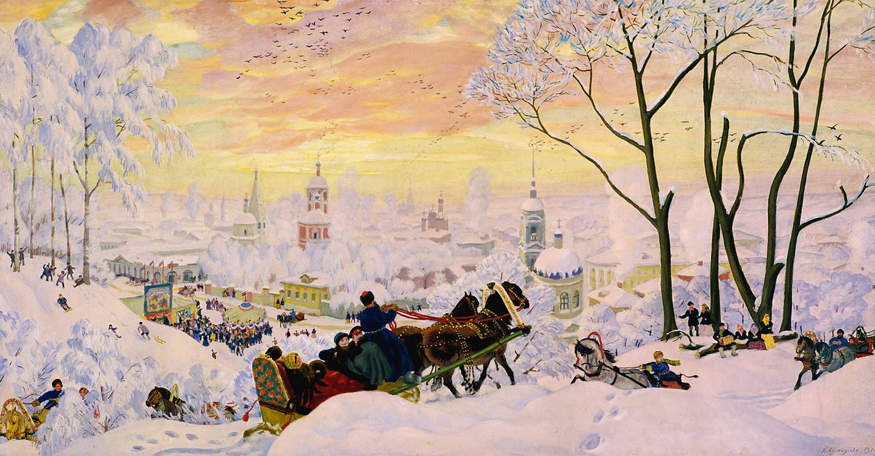 fastelavn, 1916 af Boris Mikhailovich Kustodiev