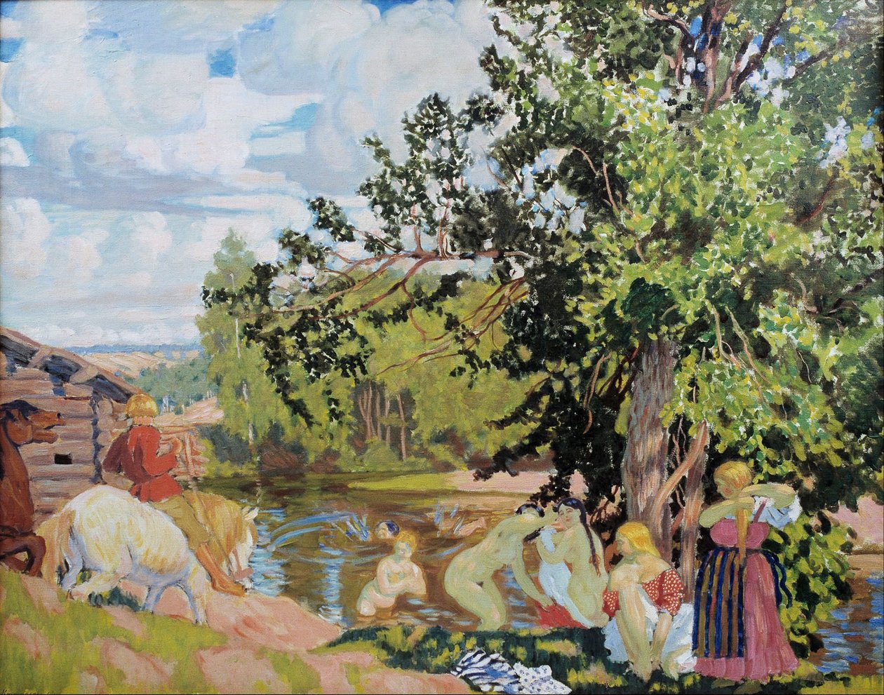 Badet, 1910 af Boris Mikhailovich Kustodiev