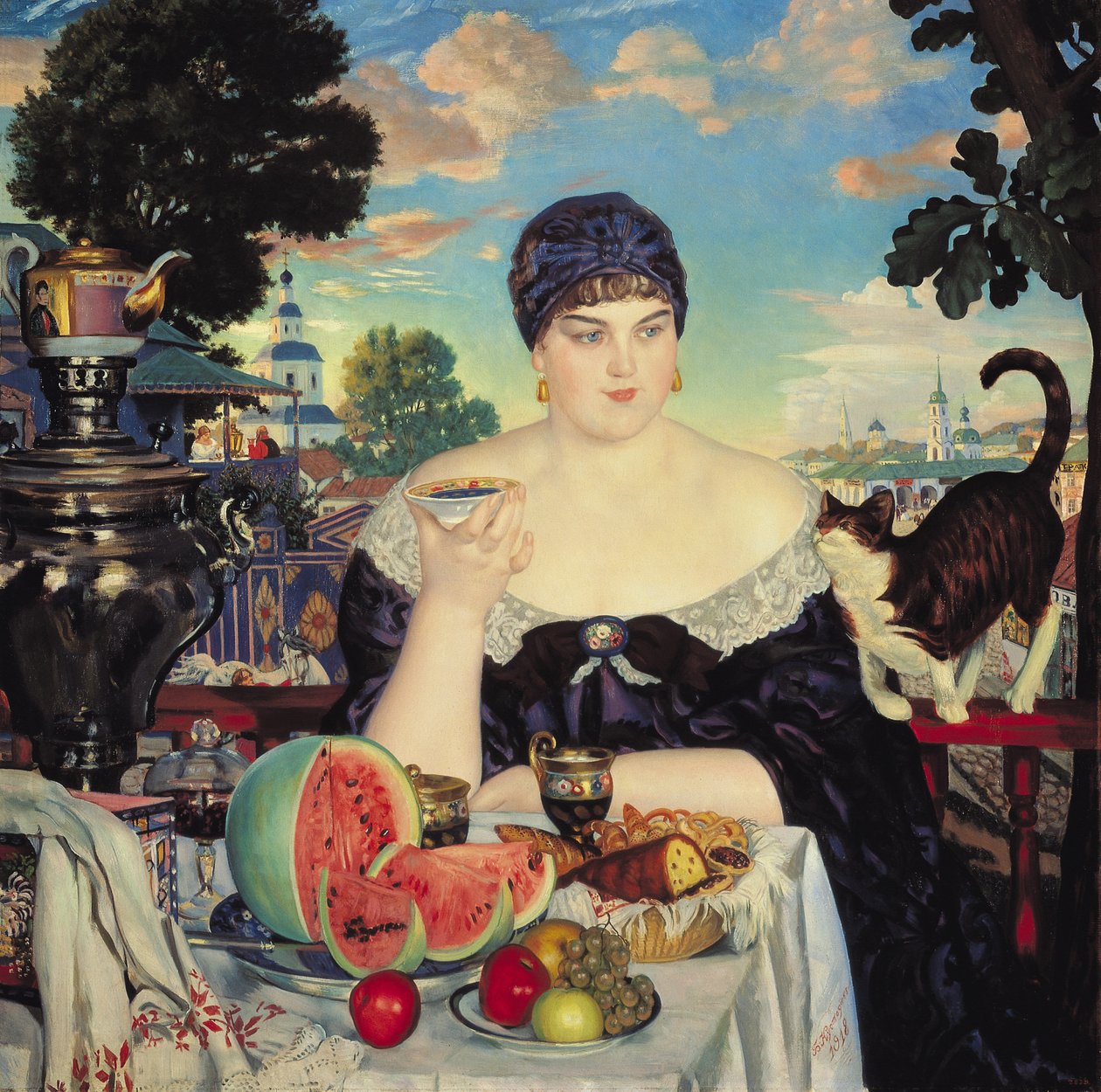 Købmandskonen til Tea af Boris Mikhailovich Kustodiev