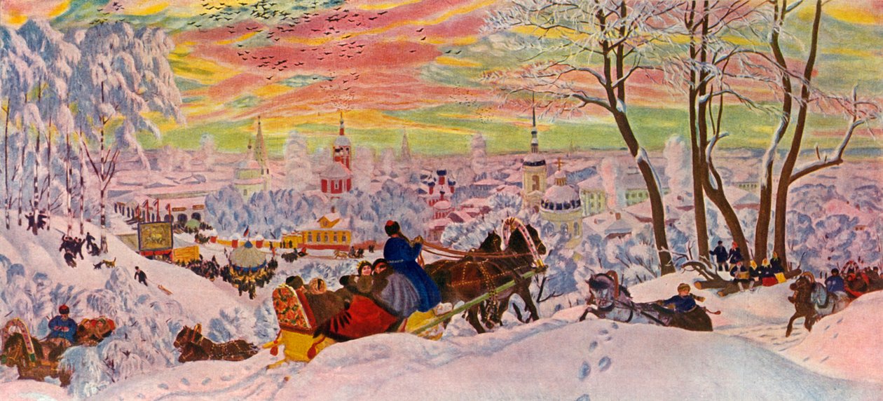 Fastelavn, 1916, 1939. af Boris Mikhailovich Kustodiev