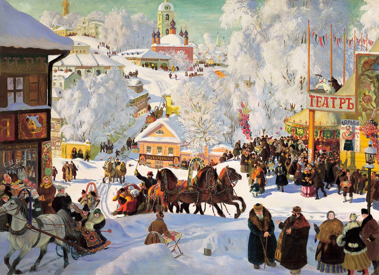 fastelavn, 1919. af Boris Mikhailovich Kustodiev