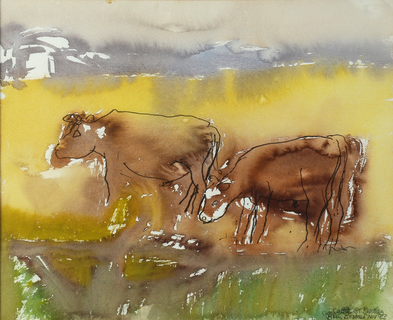 Cattle in the Meadow, 1983 (wc på papir) af Brenda Brin Booker