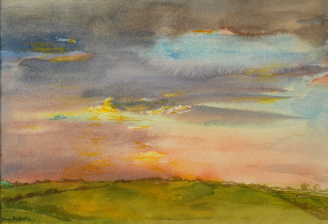 Dusk, Great Bradley (wc på papir) af Brenda Brin Booker
