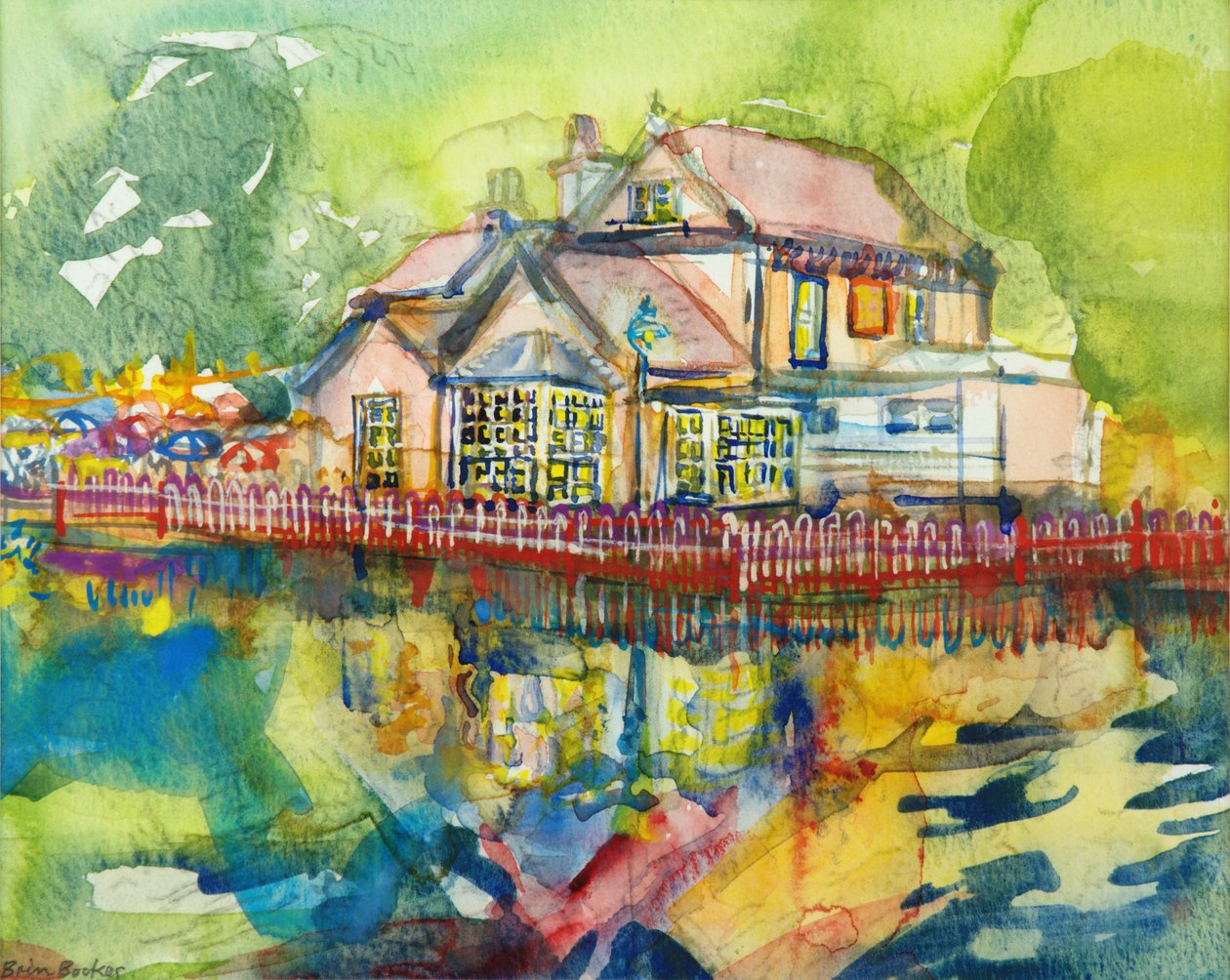 Waterside Tavern (wc på papir) af Brenda Brin Booker