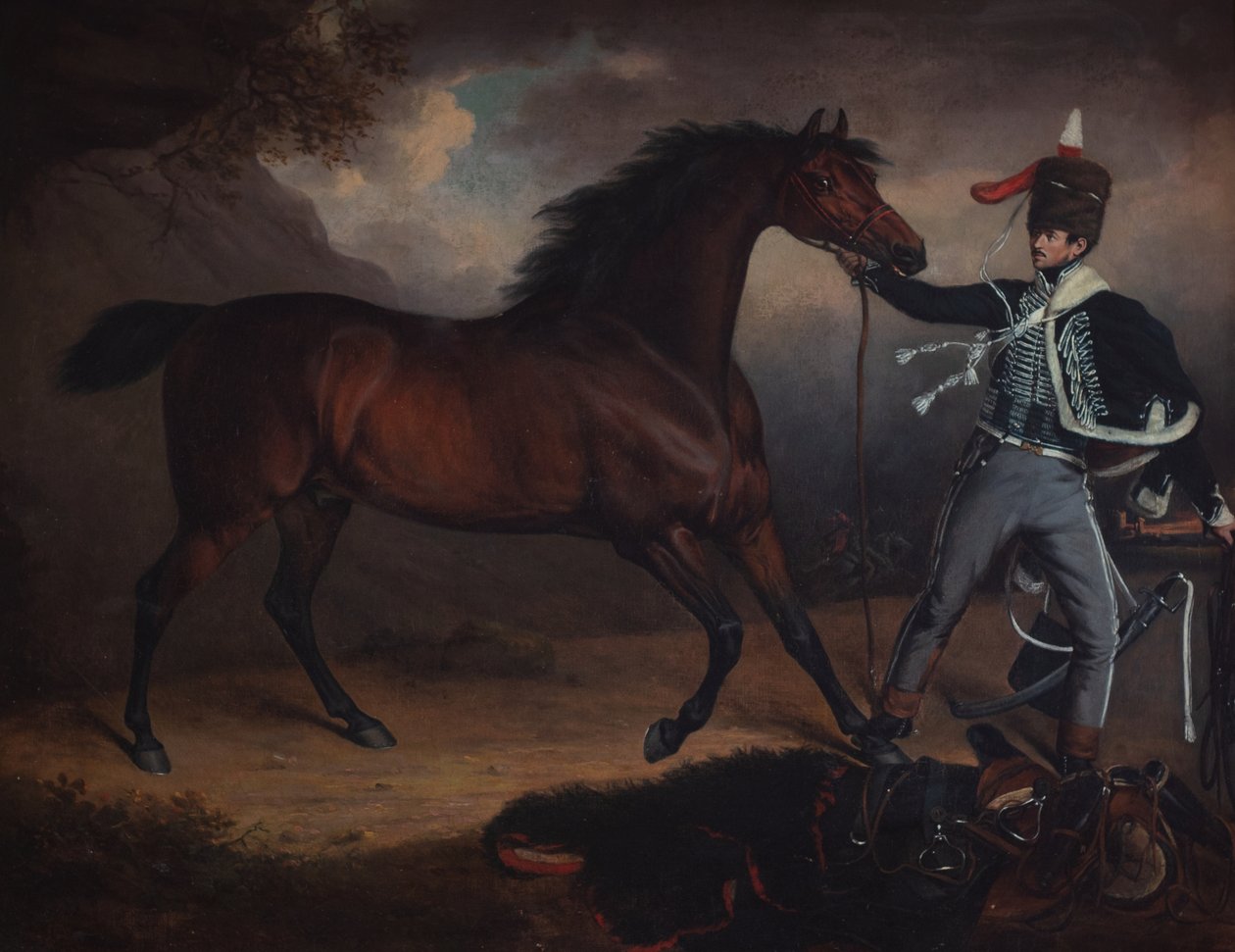 Støvler og sadel, ca. 1812 (Olie på lærred) af British School