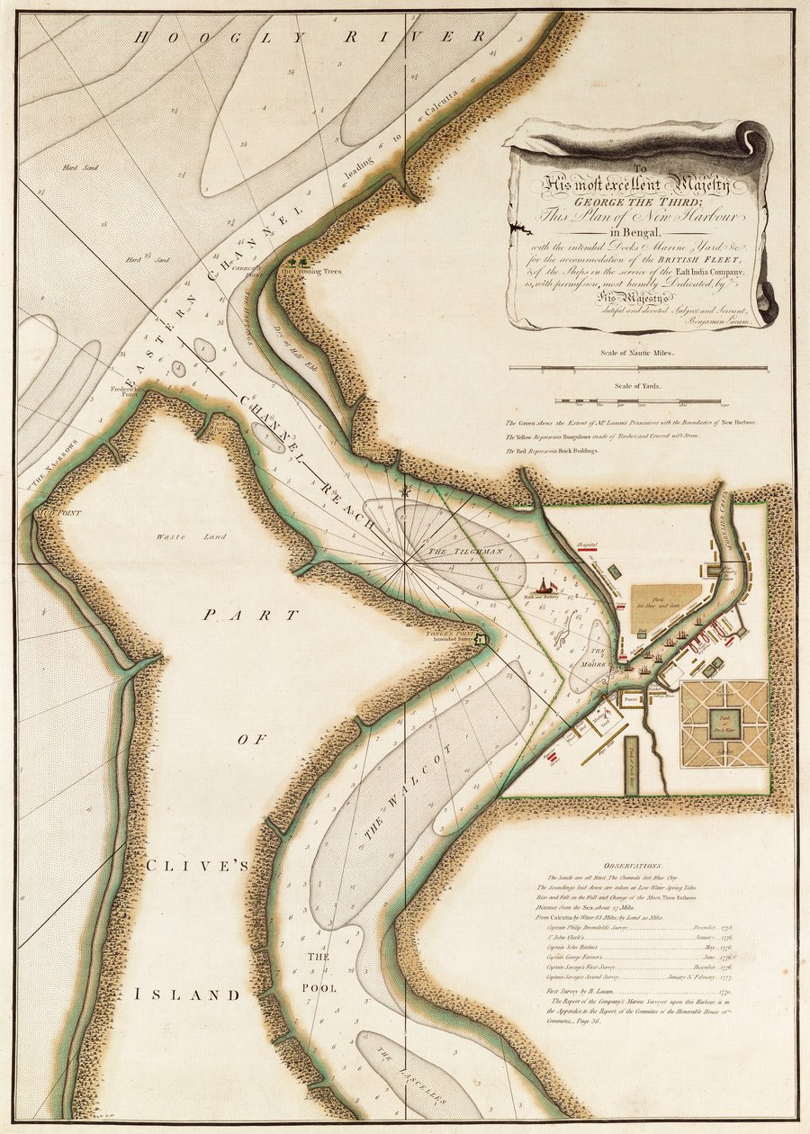 Kort over Hoogly-floden, ca. 1777 (kobberstik) af British School