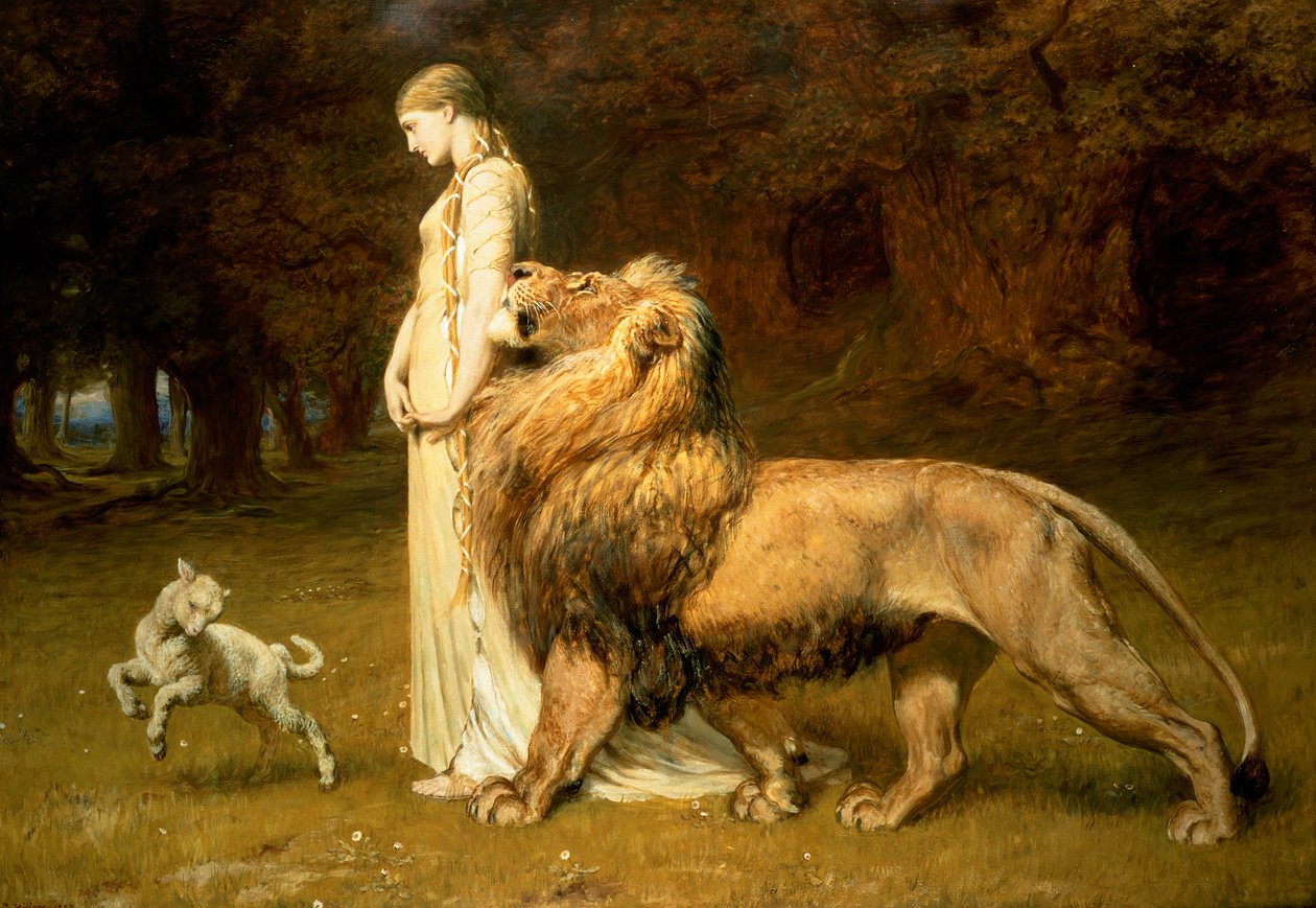 Una og løven, fra Spensers Fee-dronninge, 1880 af Briton Riviere