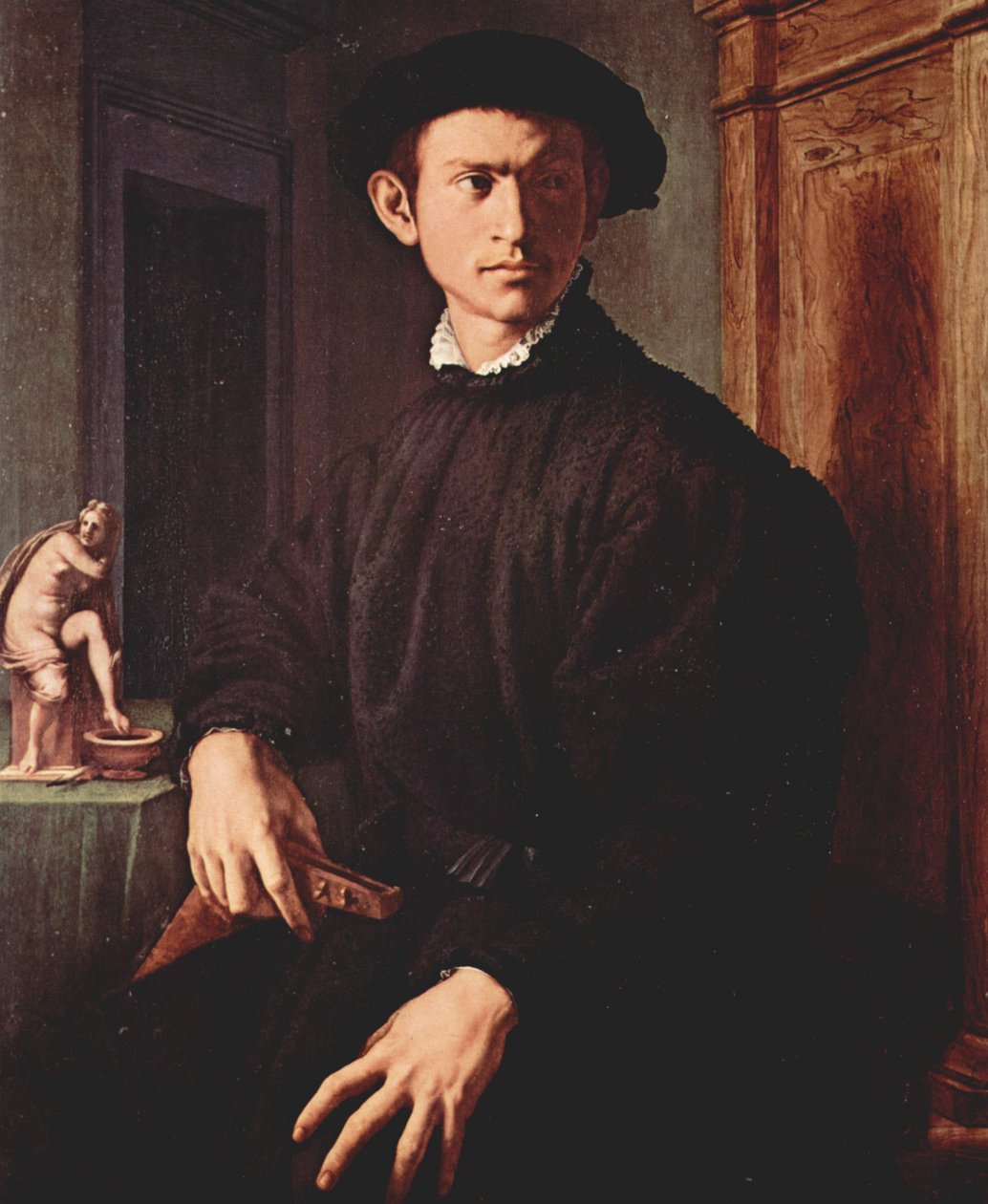Portræt af en ung mand med lut af Agnolo Bronzino