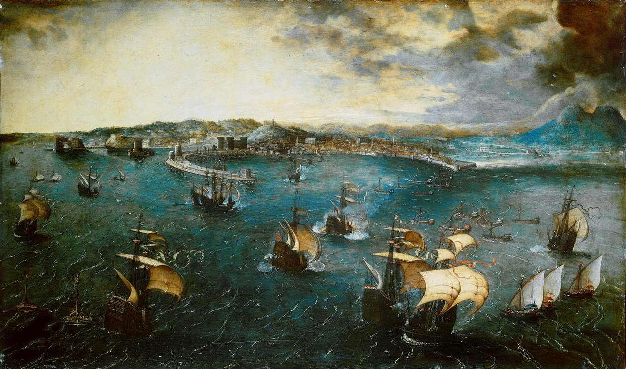 Udsigt over Napoli-bugten, ca 1550-1565. af Bruegel