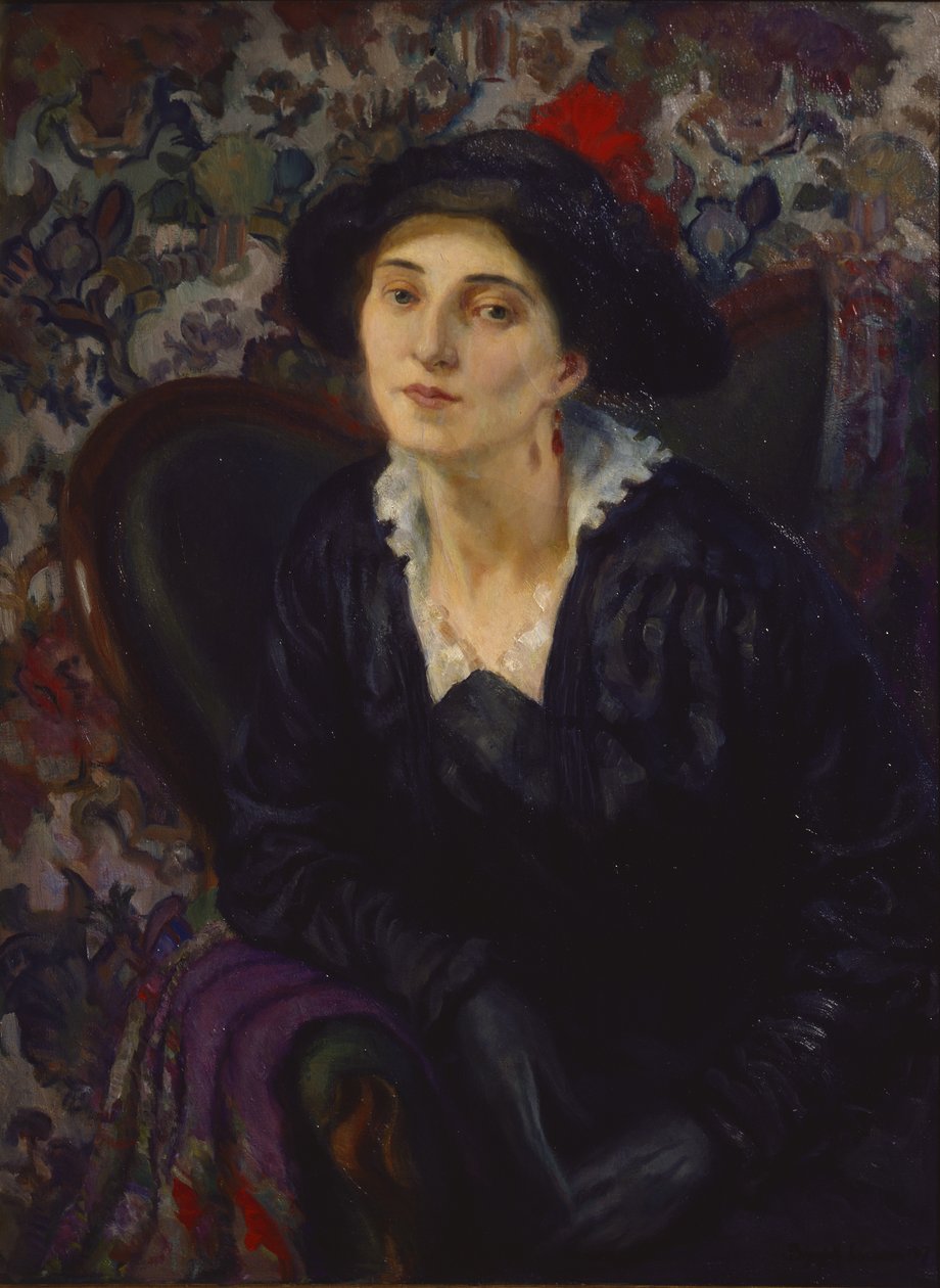 Pauline, kunstnerens kone (olie på lærred) af Brynjulf Larsson