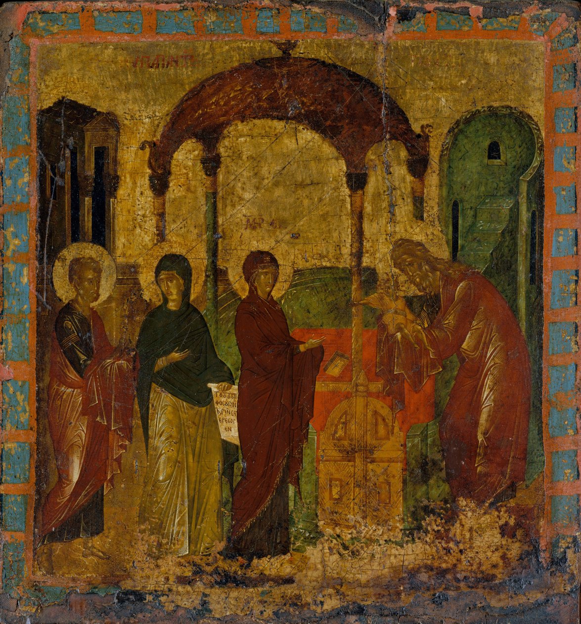 Præsentationen i templet (tempera på træ, guldjord) af Byzantine