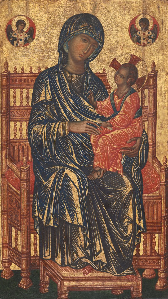 Madonna og Child Enthroned af Byzantine 13th Century