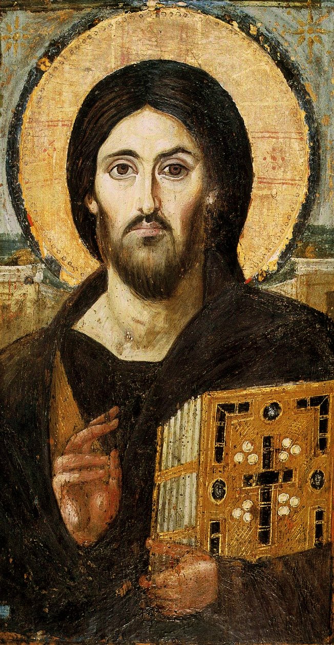 Christ Pantocrator (encaustic på panel) af Byzantine School