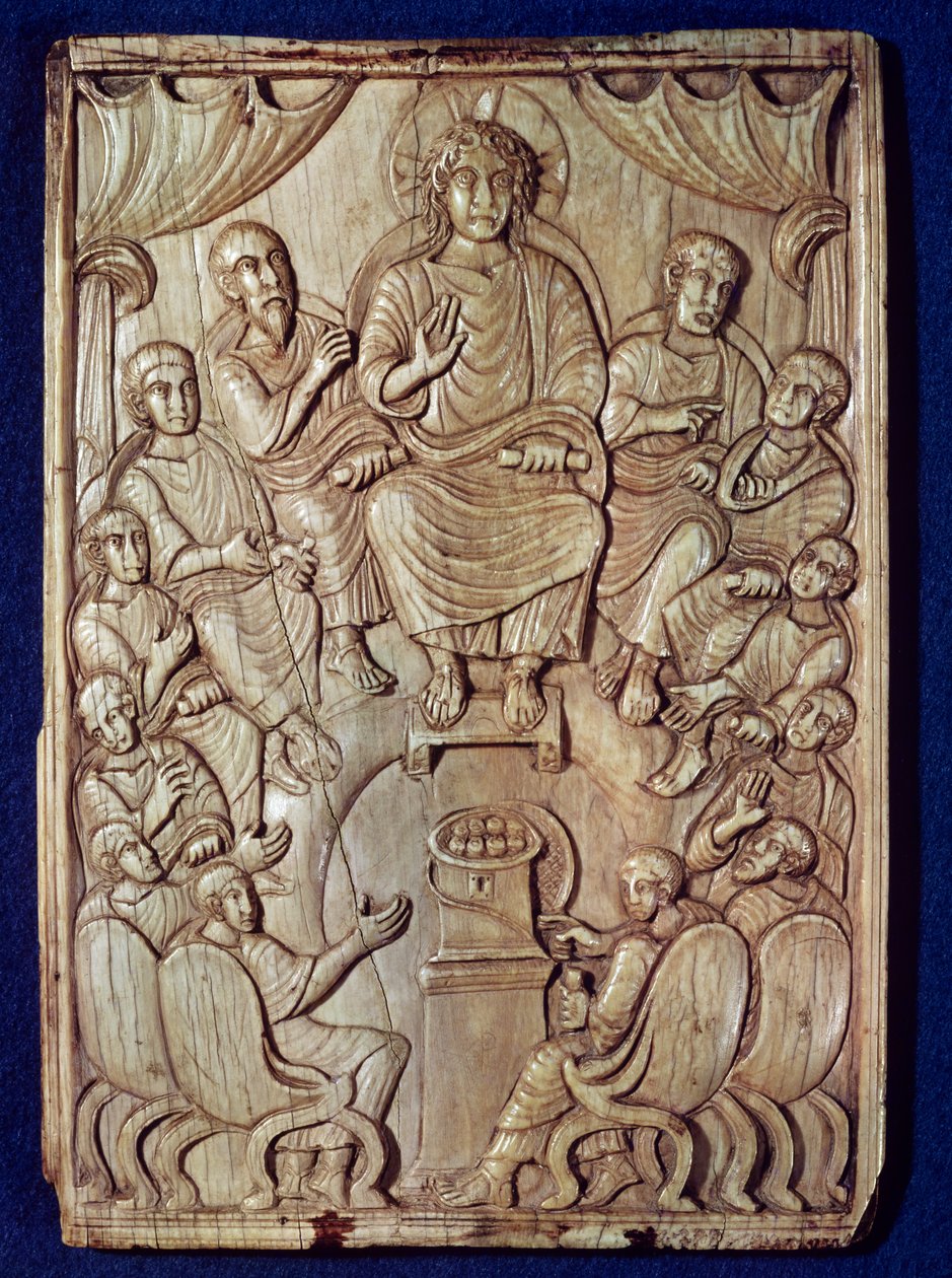 Kristus med de tolv apostle af Byzantine School