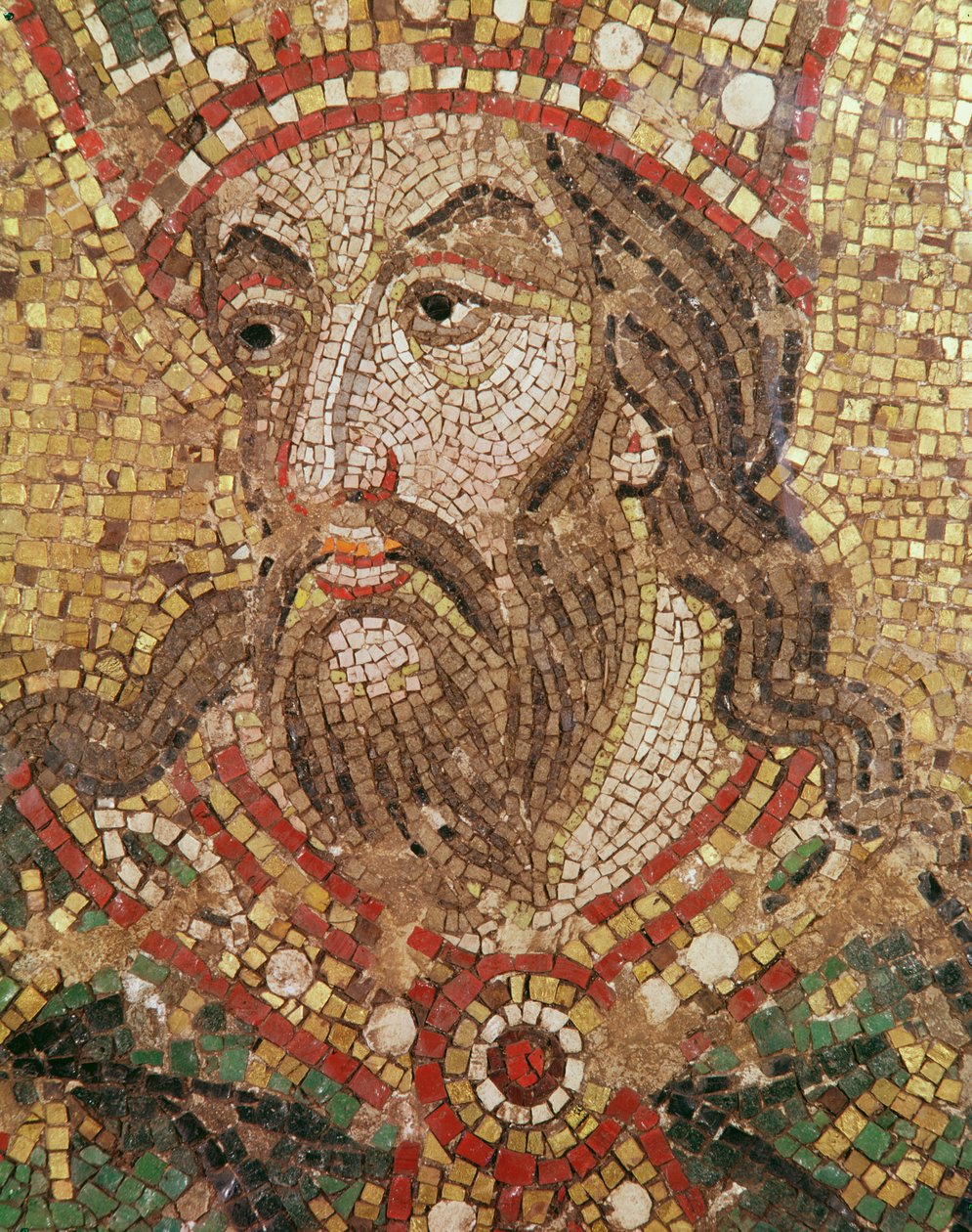 Hoved af en konge (mosaik) (detaljer) af Byzantine School