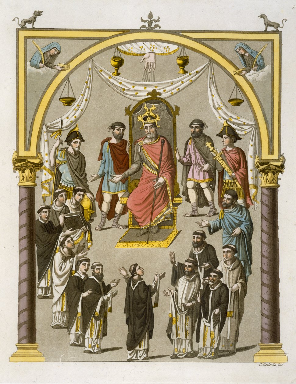 Charles II (823-77) den Skaldede, efter et manuskript i Colberg Library, plade 7 fra Le Costume Ancien et Moderne, af Jules Ferrario, udgivet ca. 1820