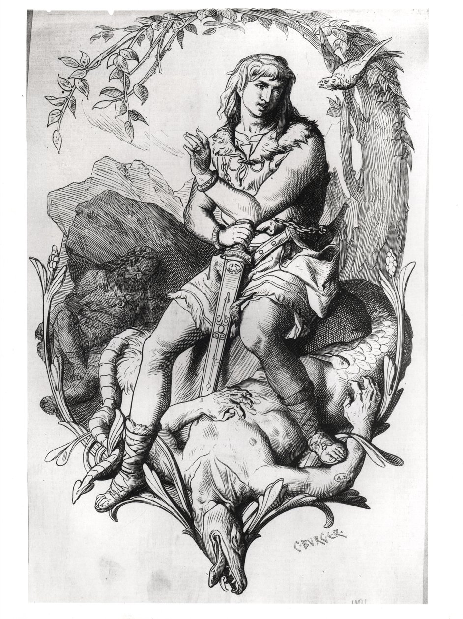 Siegfried og dragen med den magiske fugl af C. Burger