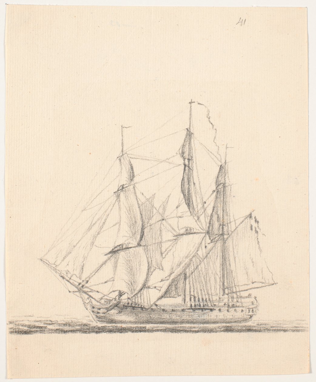 Marineskib for fulde sejl af C.A. Lorentzen