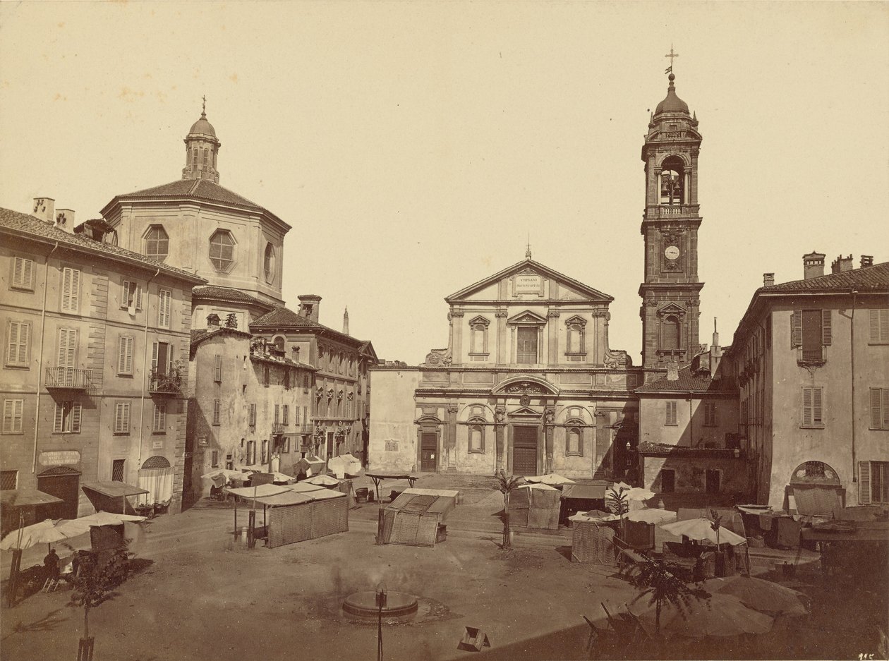Udsigt over Milano: Piazzo Santo Stefano af C.D. Wagner