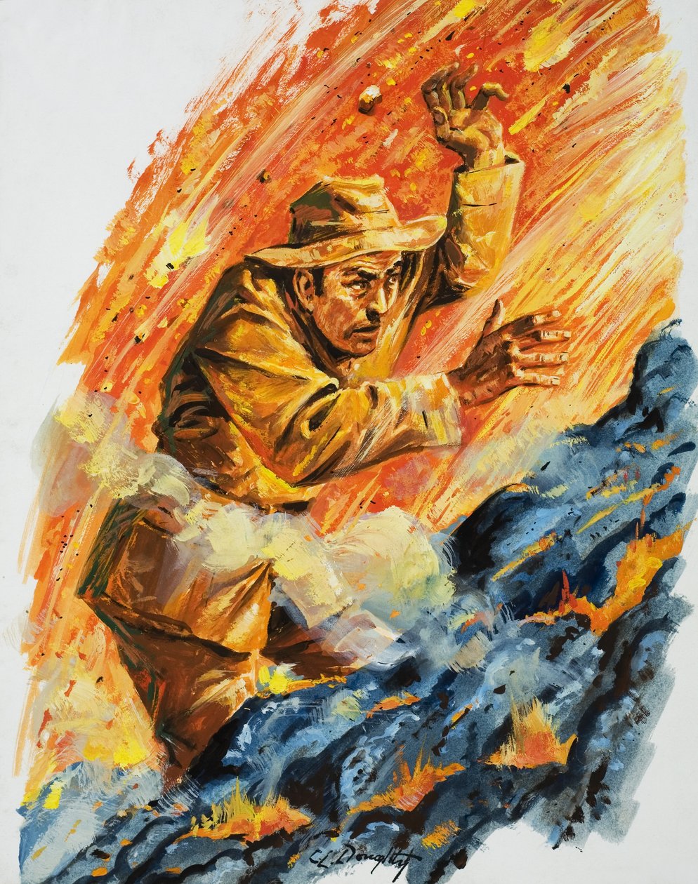 Ind i den brændende ovn (gouache på papir) af C.L. Doughty