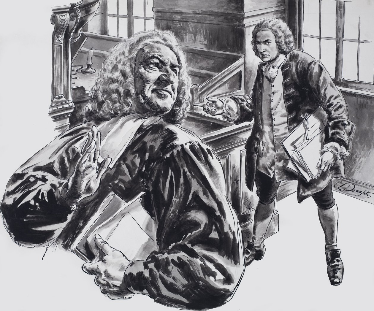Johann Sebastian Bach (gouache på papir) af C.L. Doughty
