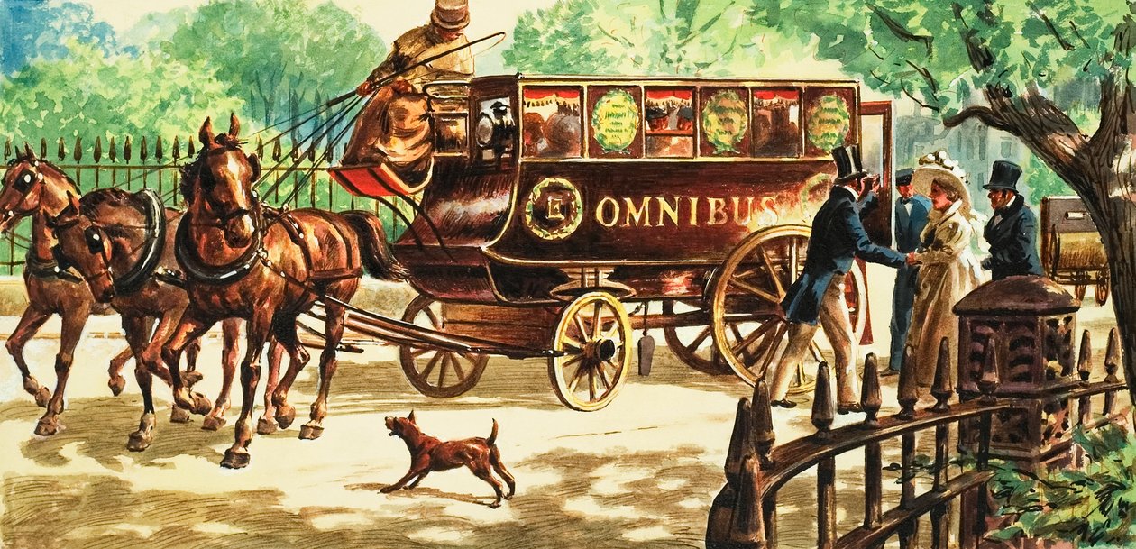 Londons første hestetrukne busser af C.L. Doughty