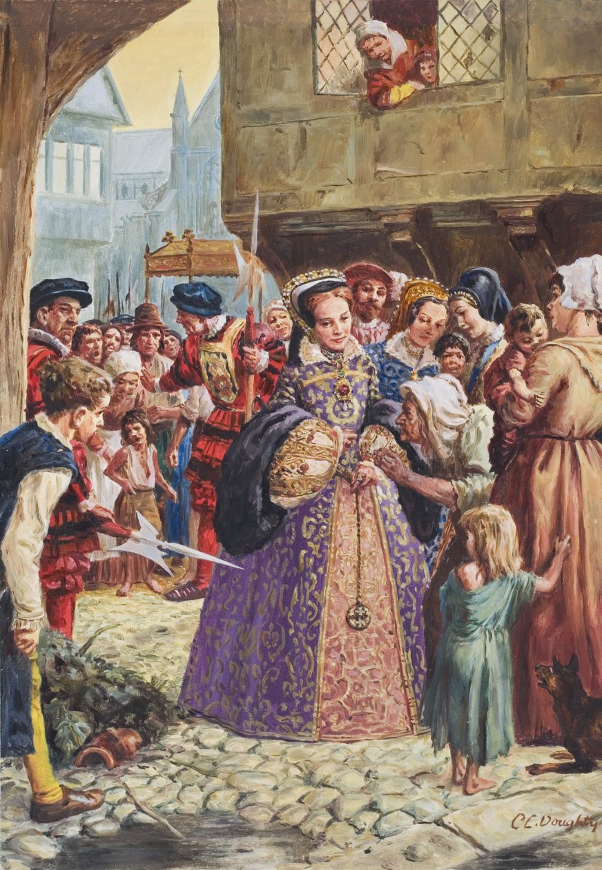 Mary Tudor (1515-58) (gouache på papir) af C.L. Doughty