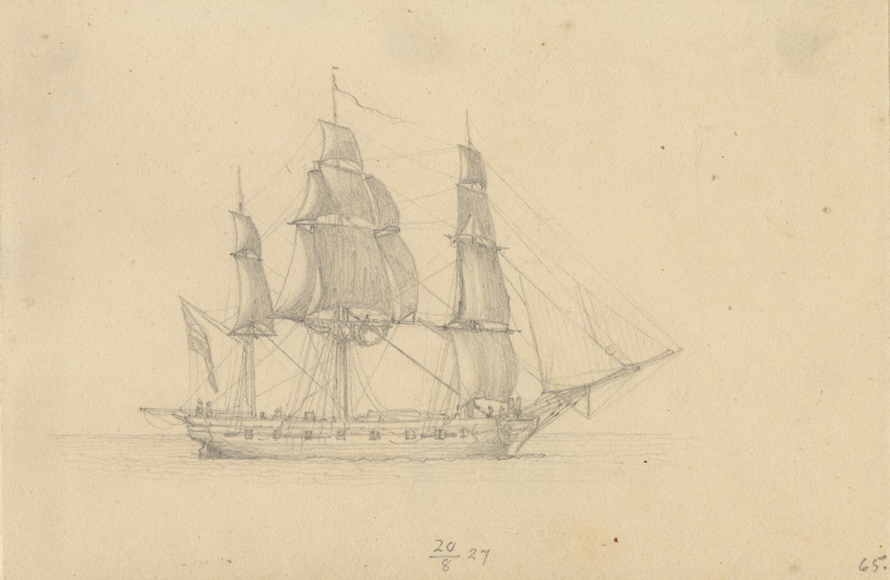 En korvet. af Christoffer Wilhelm Eckersberg