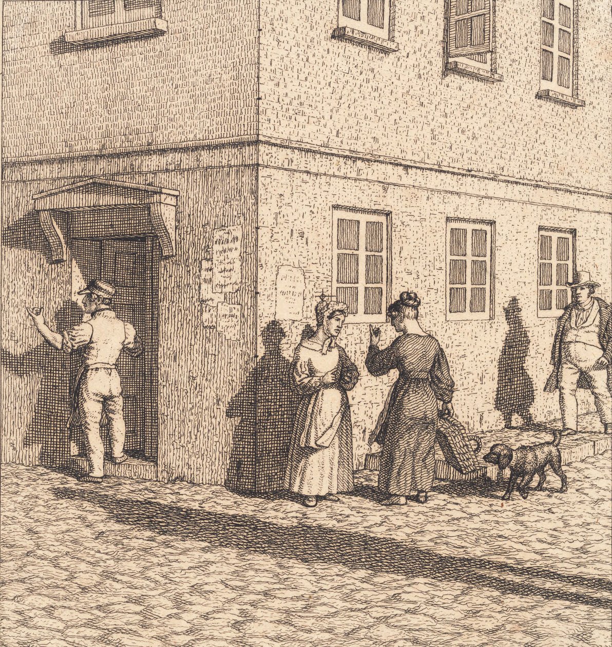 Et gadehjørne. Illustration til "Linearperspectiven", Tavle VII af Christoffer Wilhelm Eckersberg