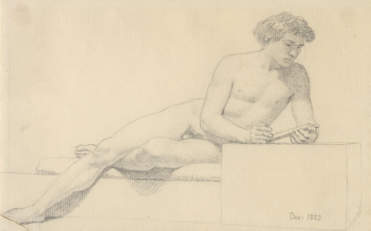 Liggende mandlig model. af Christoffer Wilhelm Eckersberg