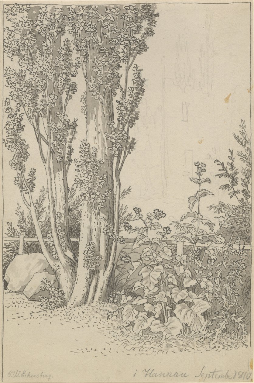 Popler og vilde vækster ved Hanau af Christoffer Wilhelm Eckersberg