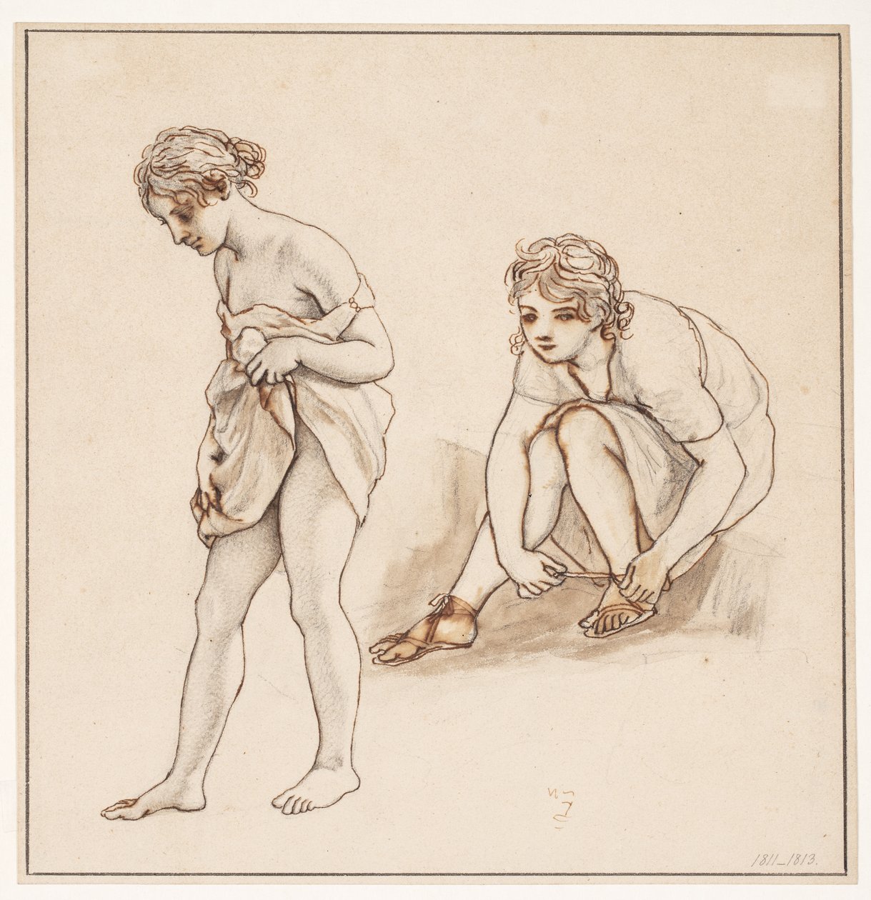 To studier af en halvnøgen kvinde af Christoffer Wilhelm Eckersberg