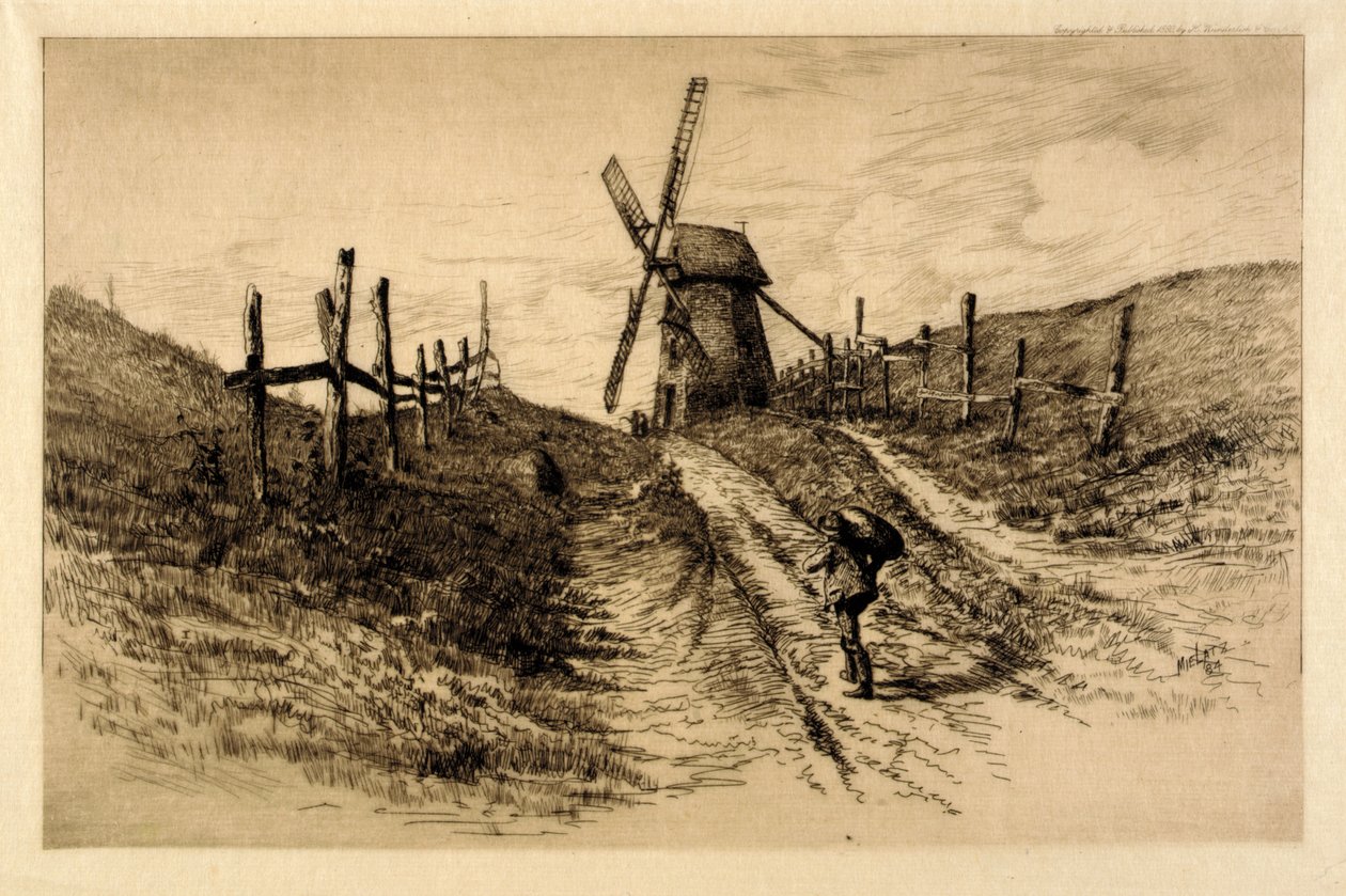 (Landskab med vindmølle) af C. F. William Mielatz