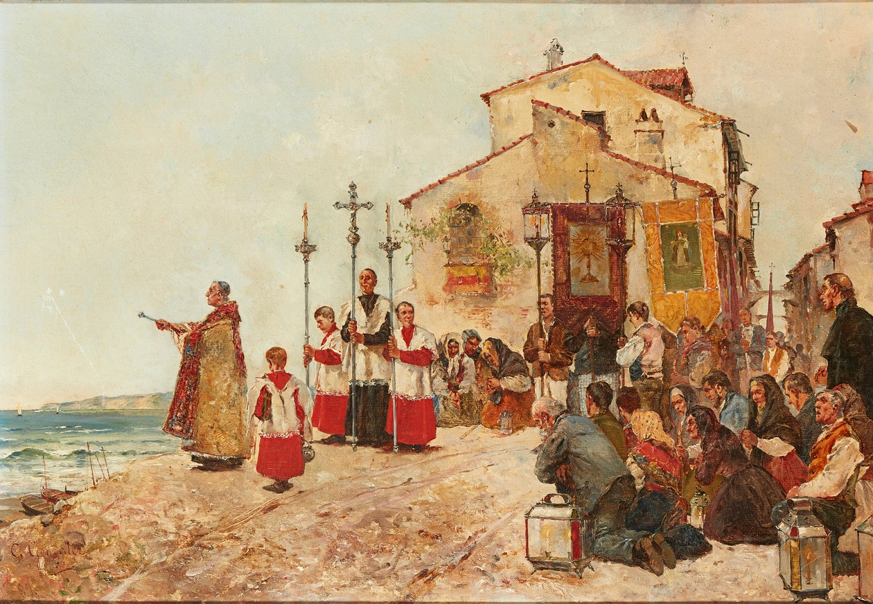 Blessing the Catch (olie på lærred) af C. Gonzalez