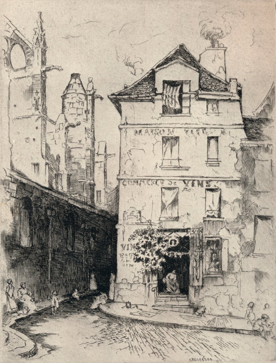 Nær St Etienne-du-Mont, 1915 af C. K. Gleeson
