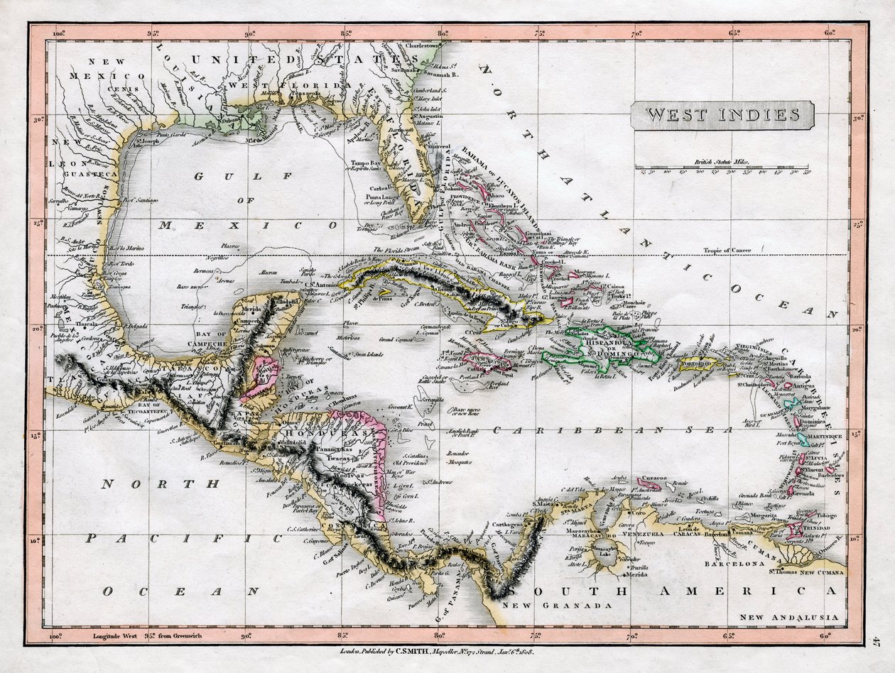 Et kort over Vestindien, 1808. af C Smith