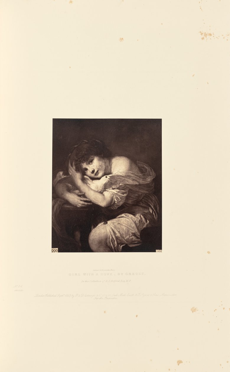 Pigen med duen, af Greuze af Caldesi and Montecchi