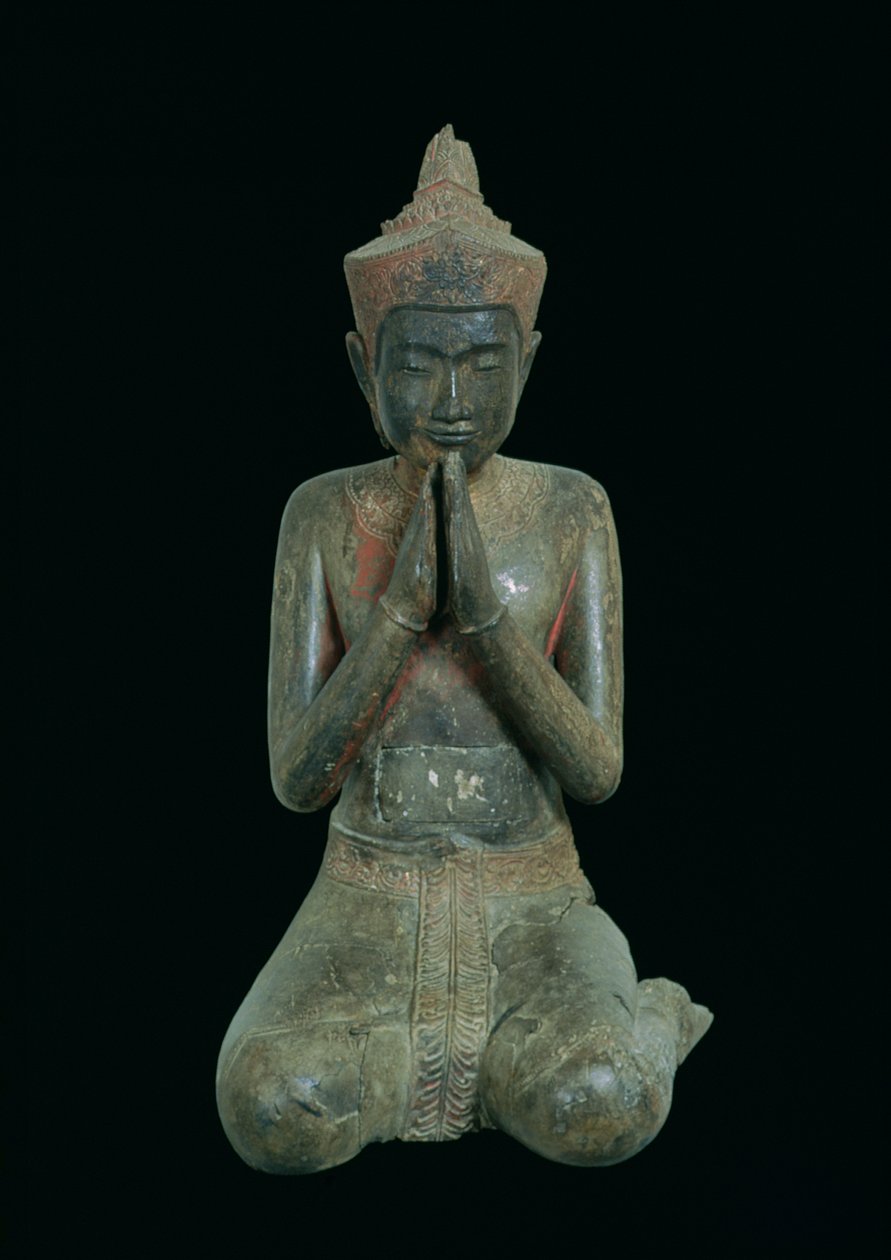 Bedende knælende figur, Angkor, 15.-16. århundrede (bronze) af Cambodian School