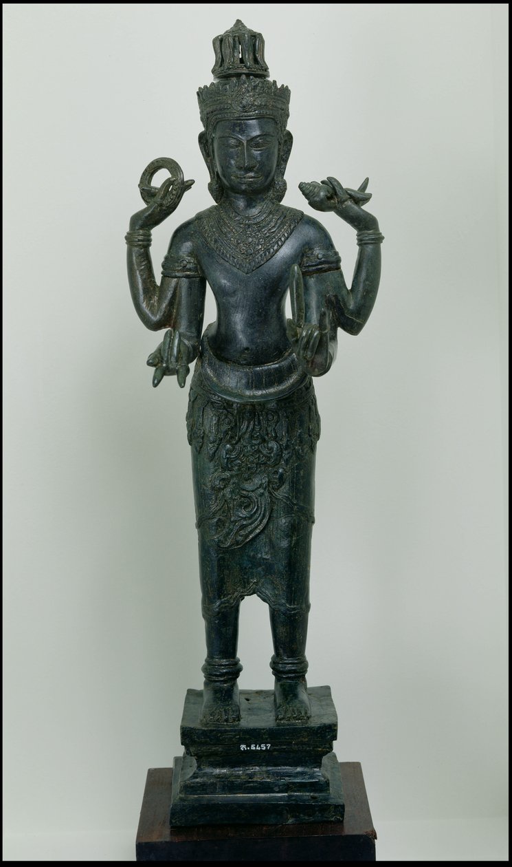 Statue af Vishnu i sin tredobbelte form af Vishnu, Narayana og Vasudeva, Angkor Thom (bronze) af Cambodian School