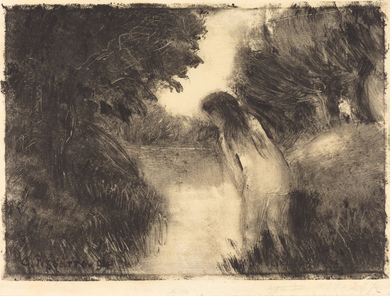 En Bader, 1894. af Camille Pissarro